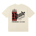 Rhude Crown Premium Filters Gothic Logo Cream Oversized T‑Shirt
