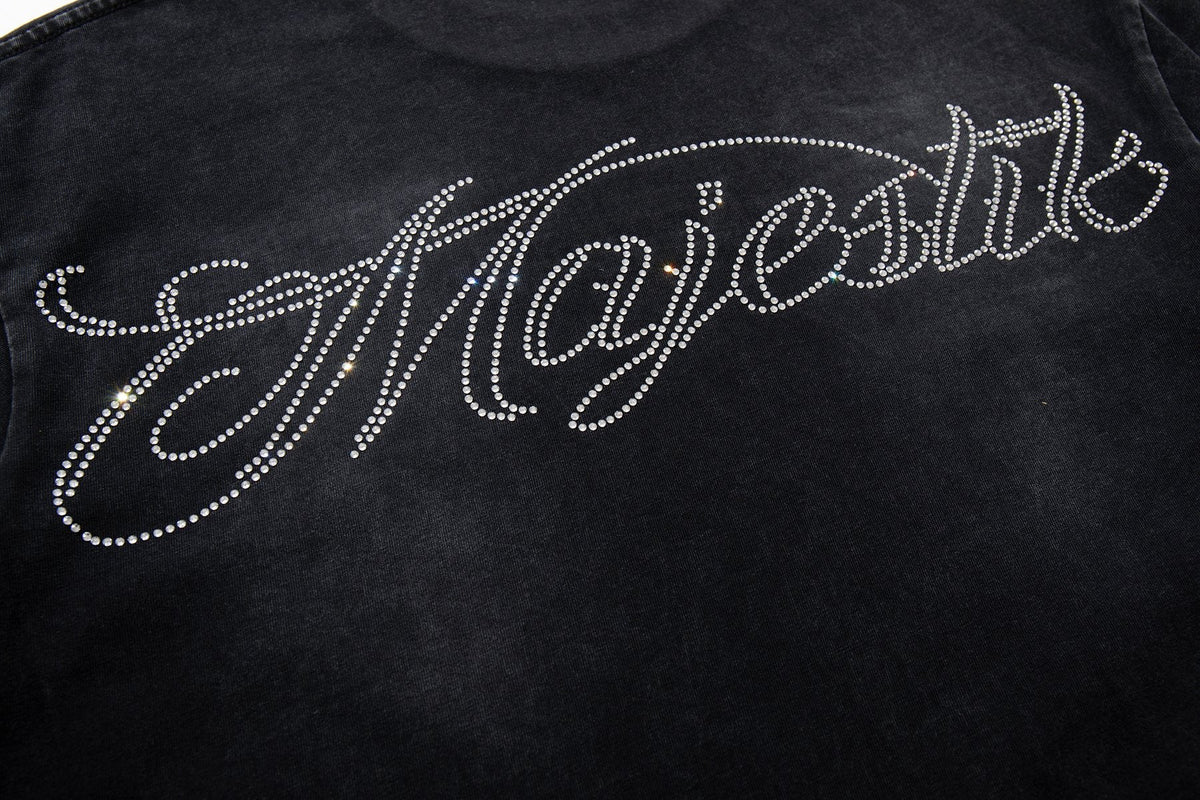 MAJESTIK Washed Black Horse Graphic T-Shirt